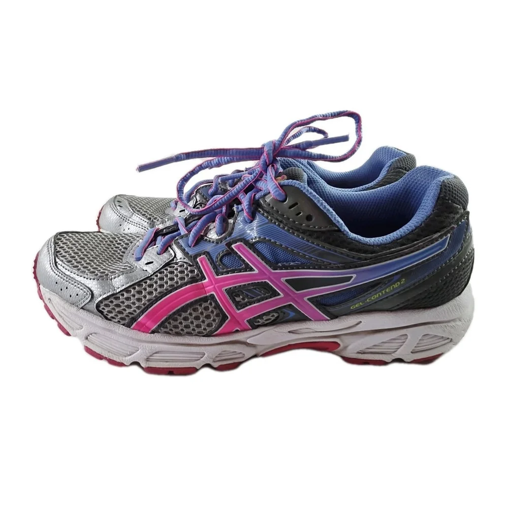 Asics Gel Contend 2 Women's A390713 Running Sneakers Size 8 Pink/Blue/Silver